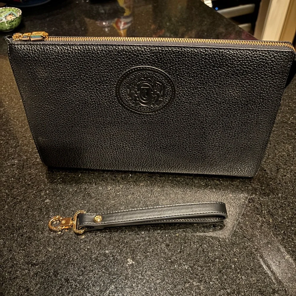 Black Leather Men's Clutch by A. Testoni